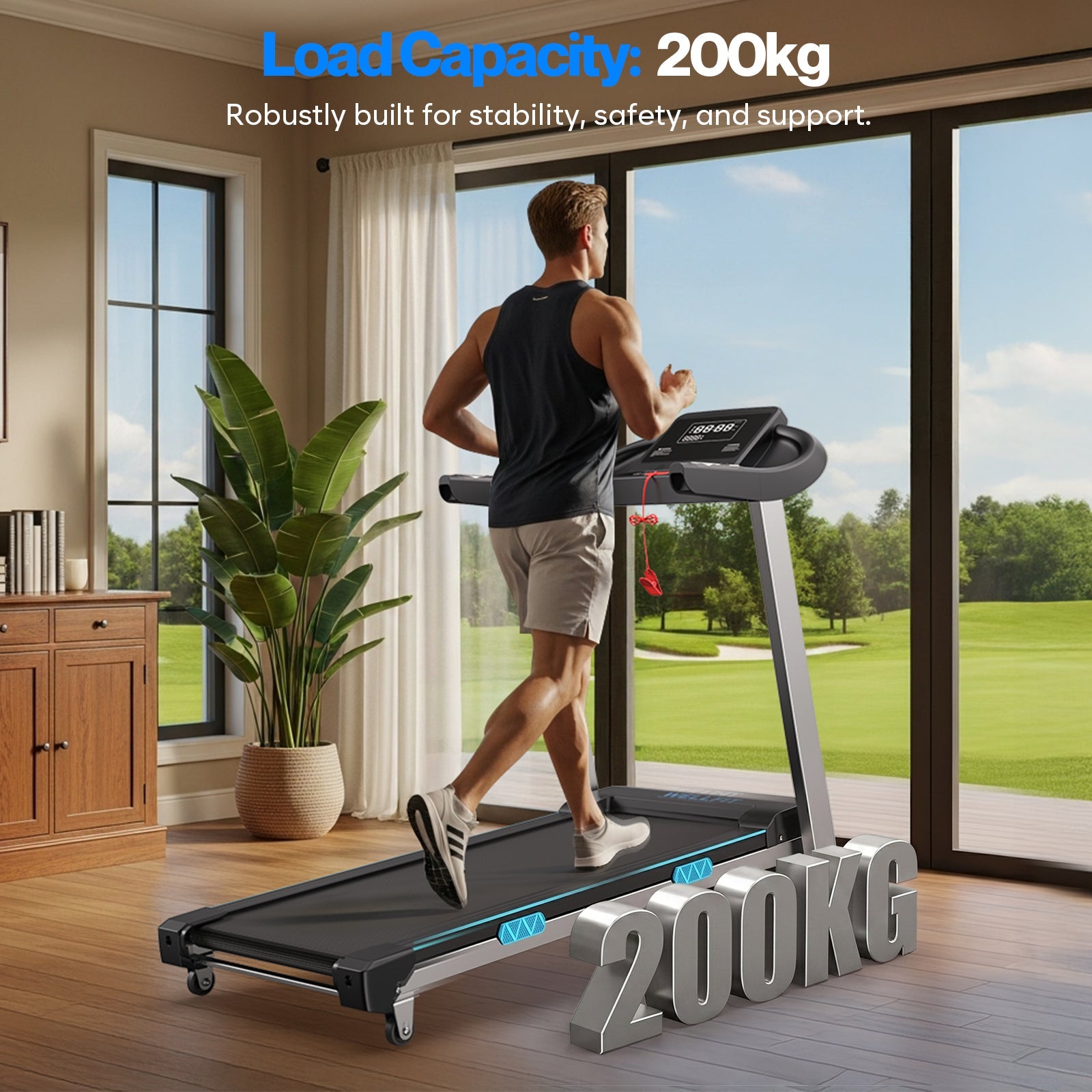 TM007 Foldable Auto 15% Incline Treadmill 200KG Capacity