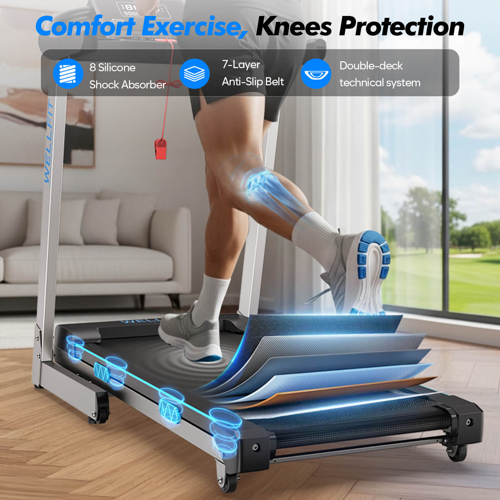 TM007 Foldable Auto 15% Incline Treadmill 200KG Capacity