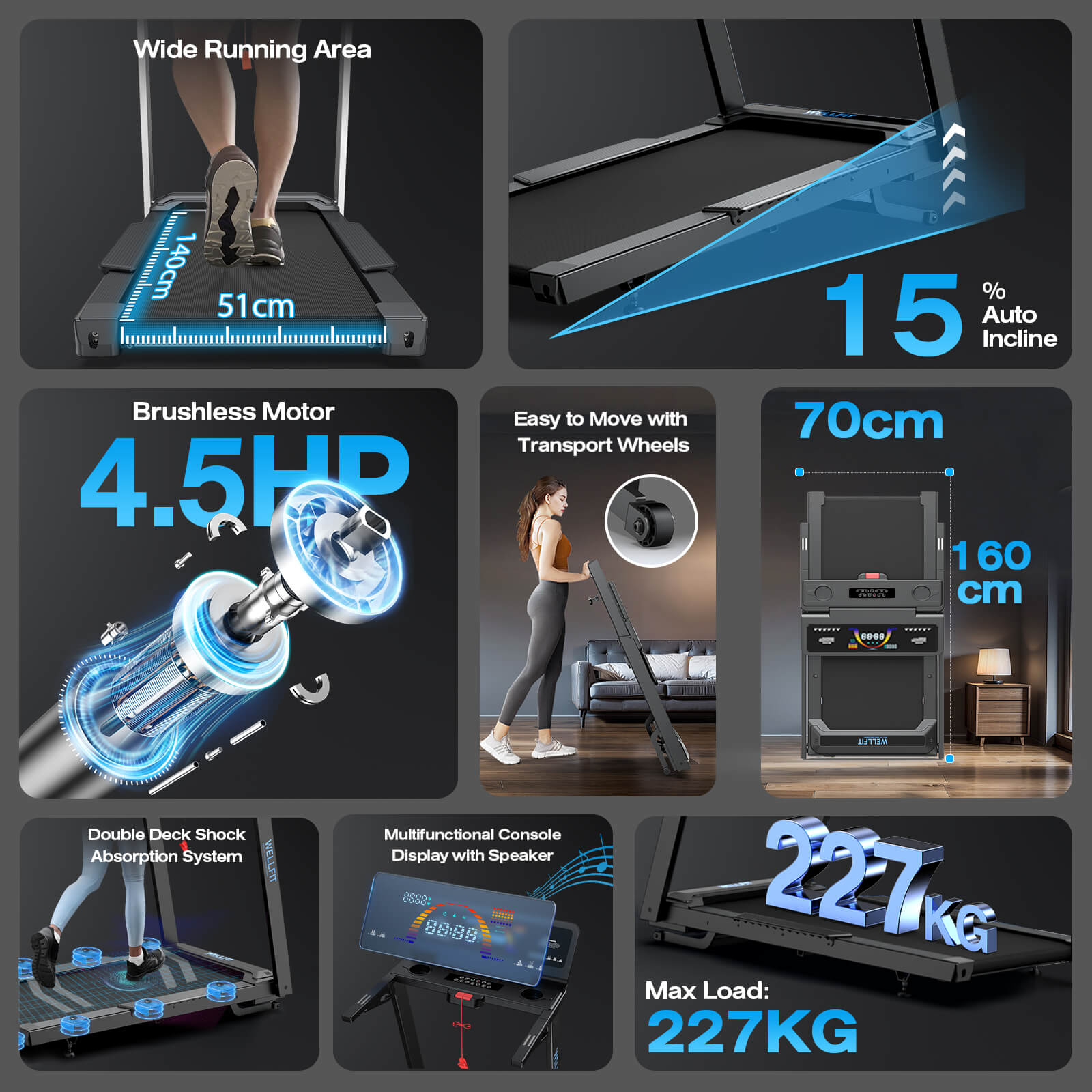 TM029 Heavy Duty Treadmill With 15% Auto Incline