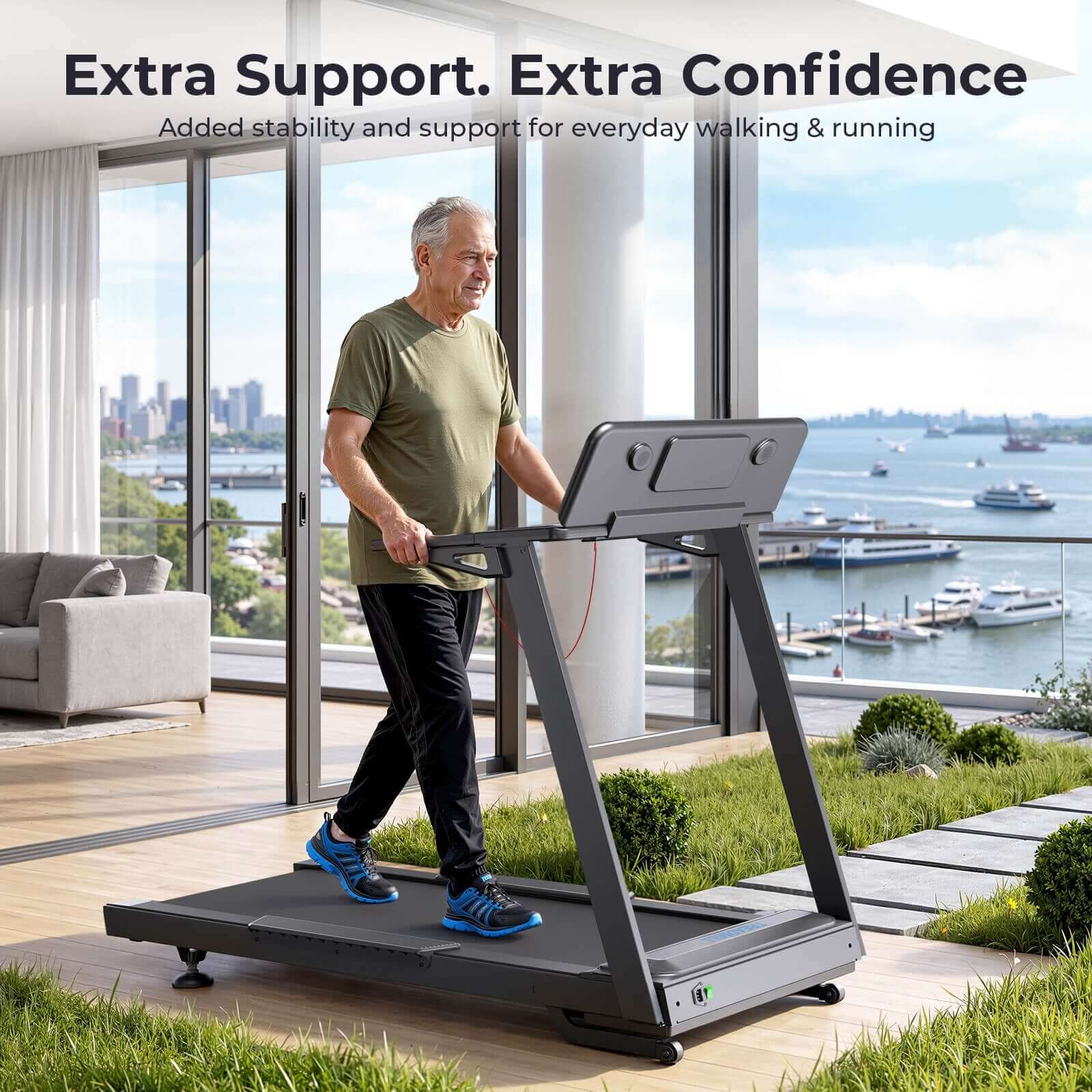 TM029 Heavy Duty Treadmill With 15% Auto Incline, 140×51cm Running Deck, 227kg Capacity