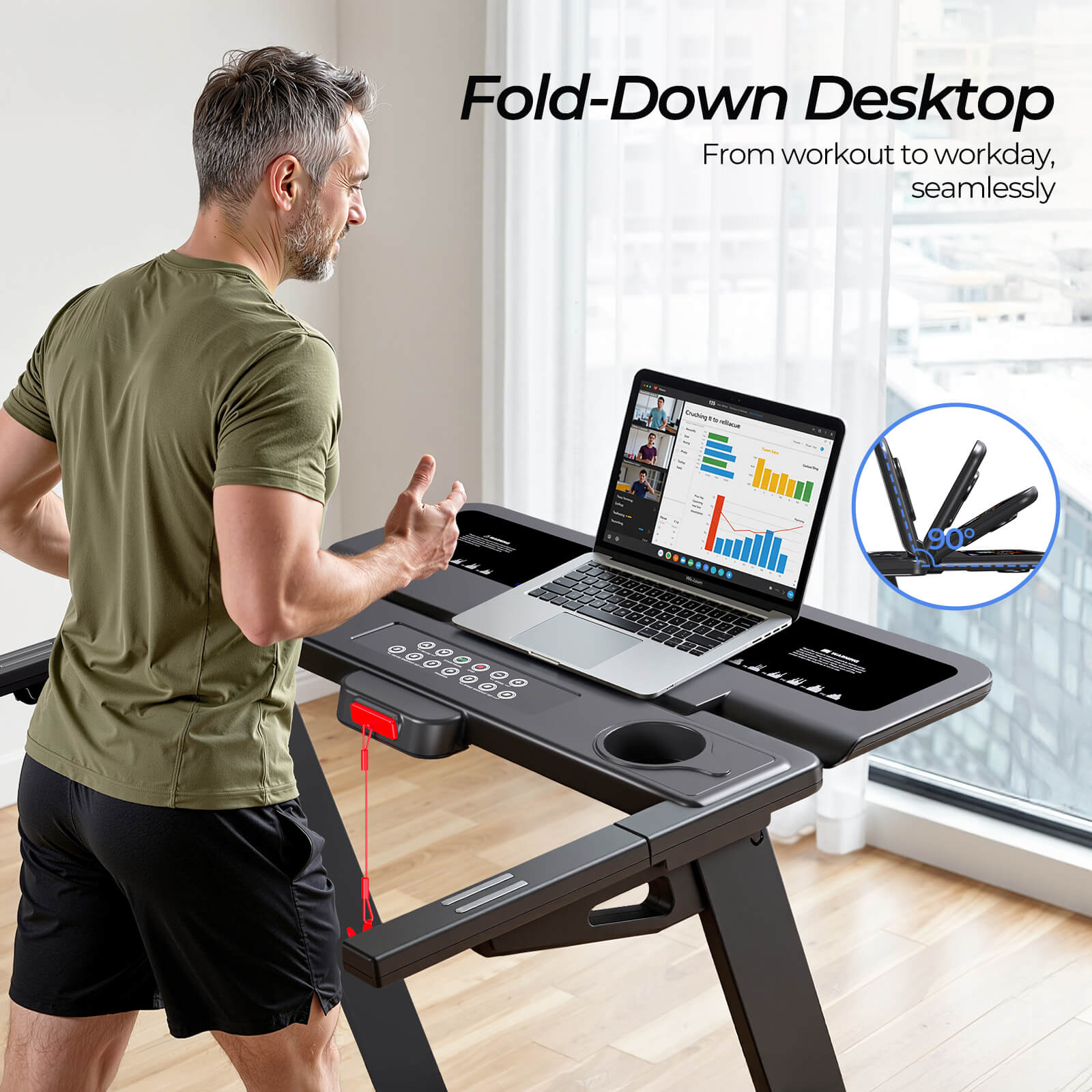 TM029 Heavy Duty Treadmill With 15% Auto Incline, 140×51cm Running Deck, 227kg Capacity