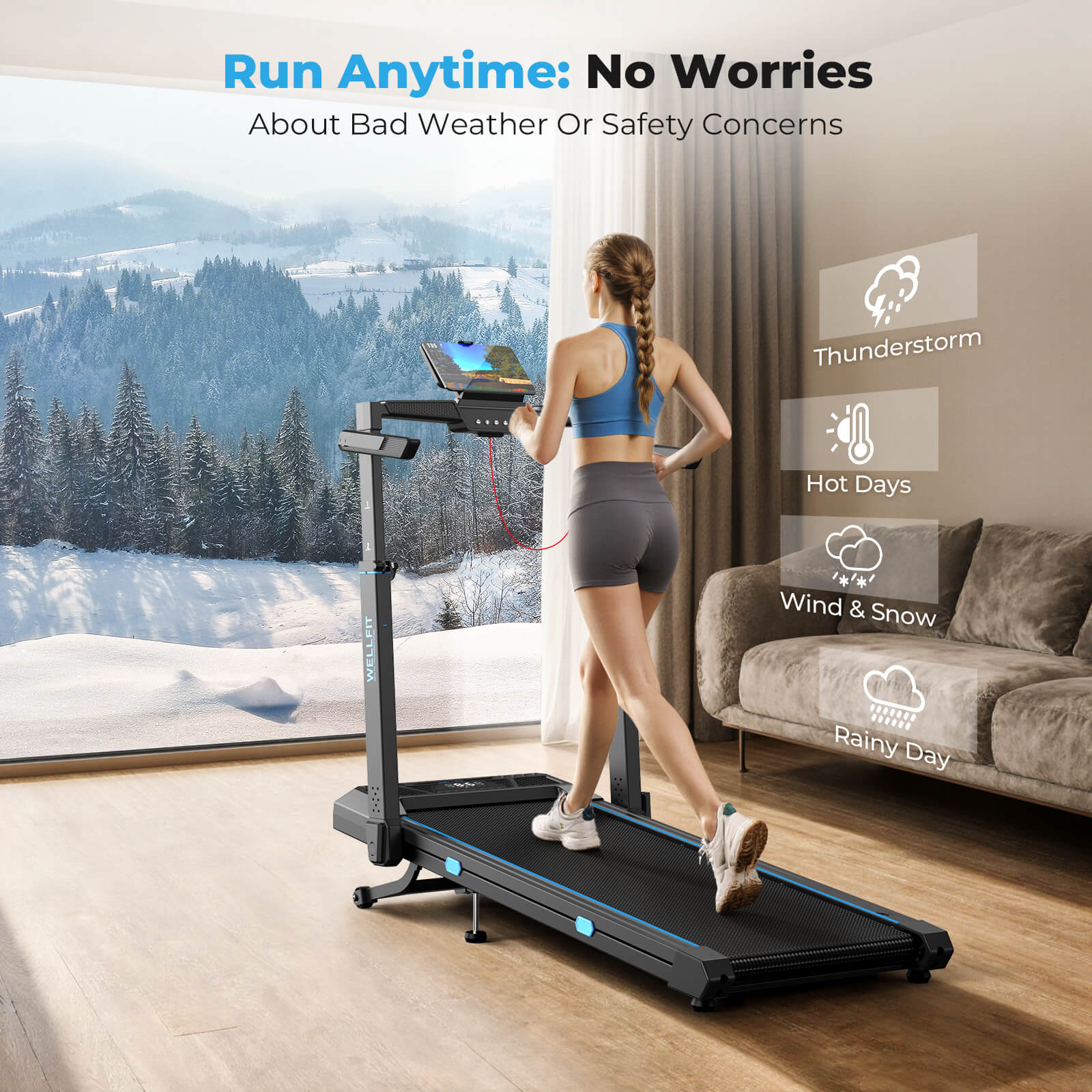 TM032 Height-Adjustable Treadmill with 10% Auto Incline