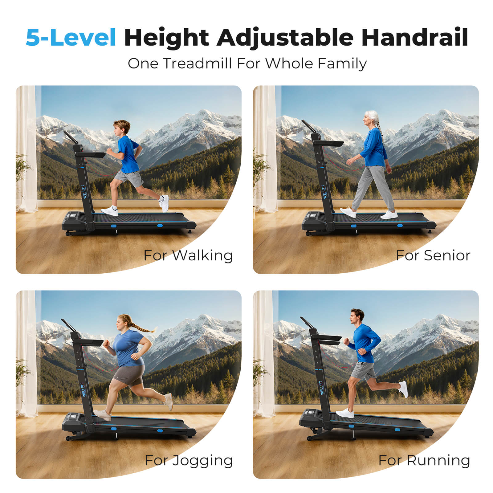 TM032 Height-Adjustable Treadmill with 10% Auto Incline