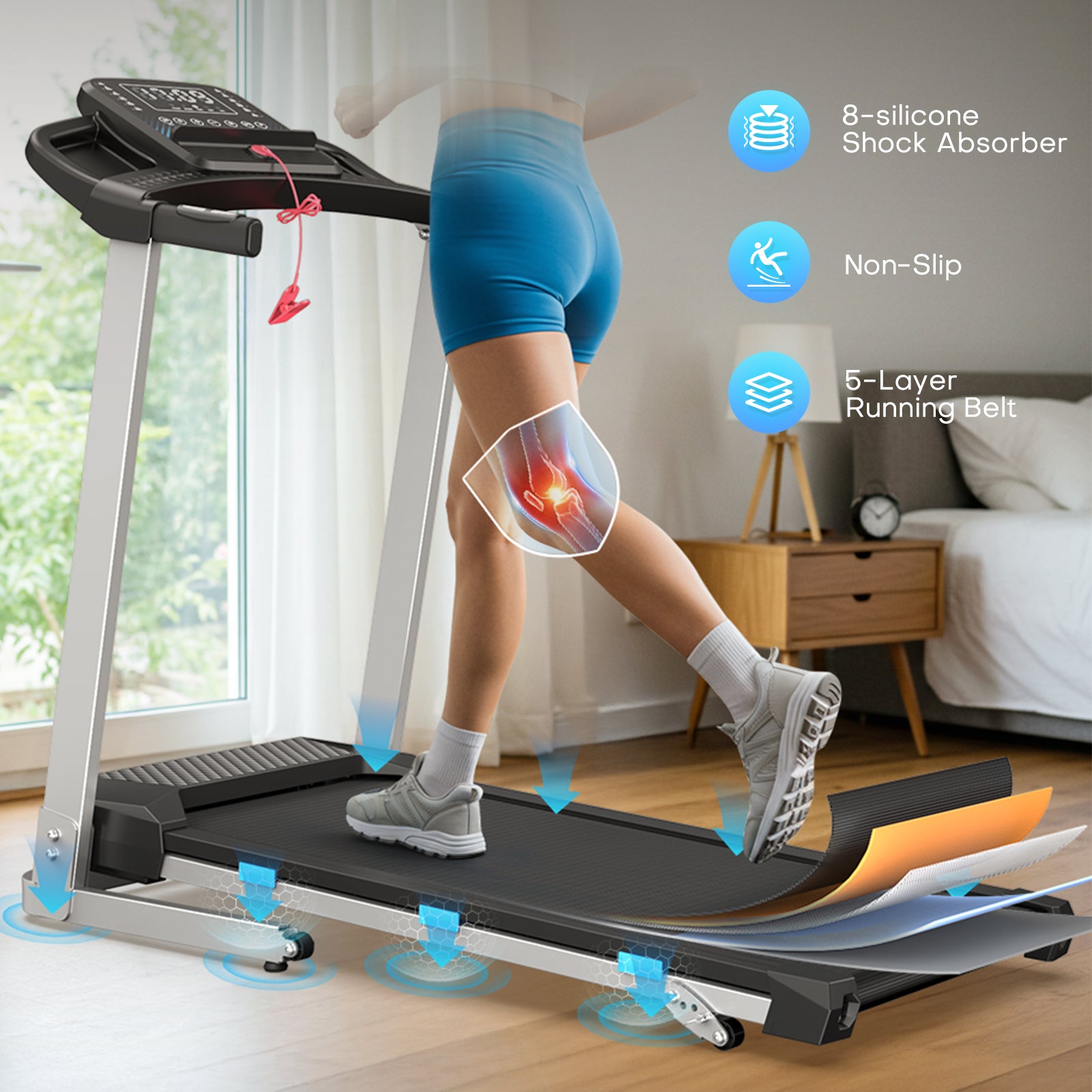 TM015 Klapp-Laufband mit Steigung und Haltegriffen – bis 160 kg belastbar
