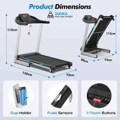 TM007 Foldable Auto 15% Incline Treadmill 200KG Capacity