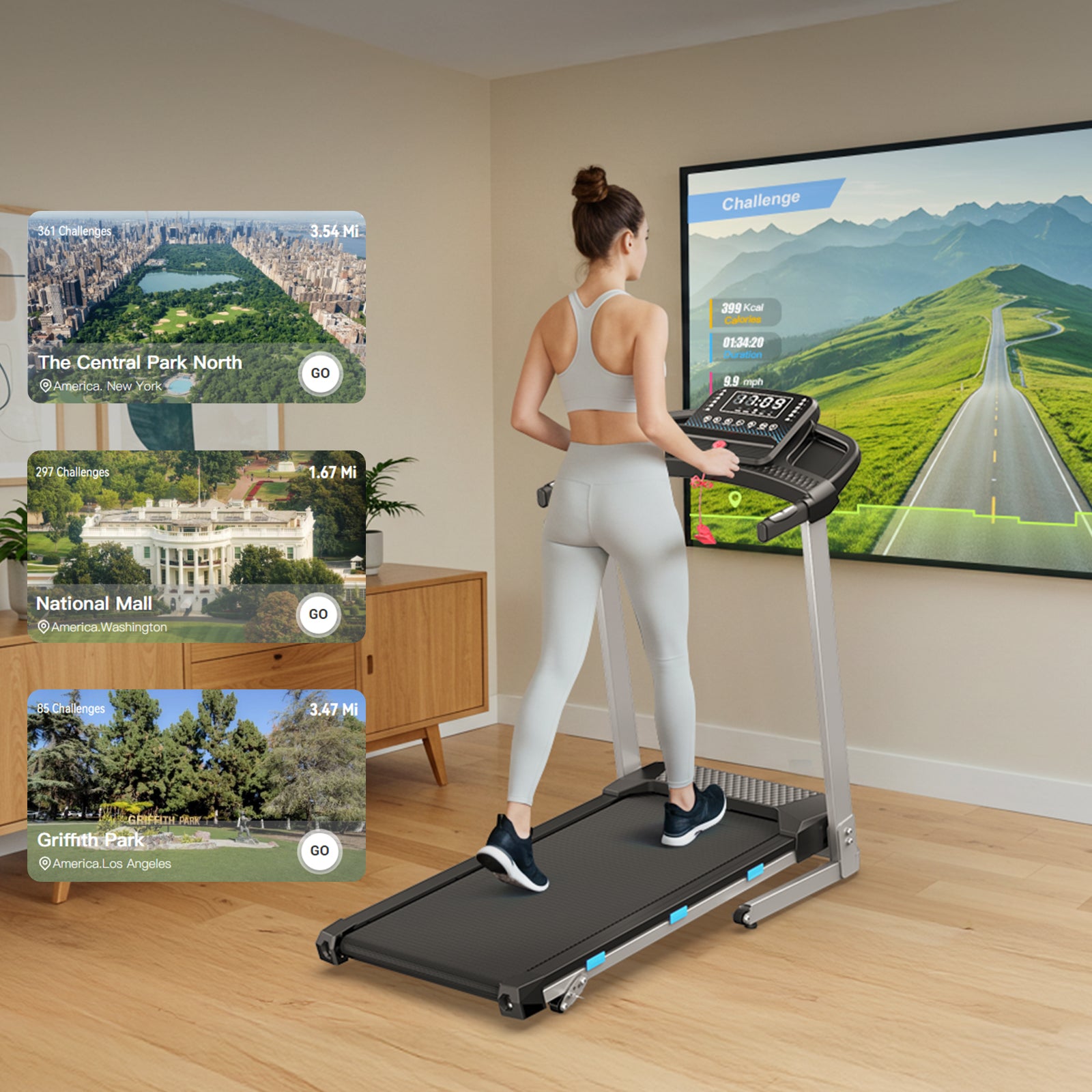 TM015 Klapp-Laufband mit Steigung und Haltegriffen – bis 160 kg belastbar