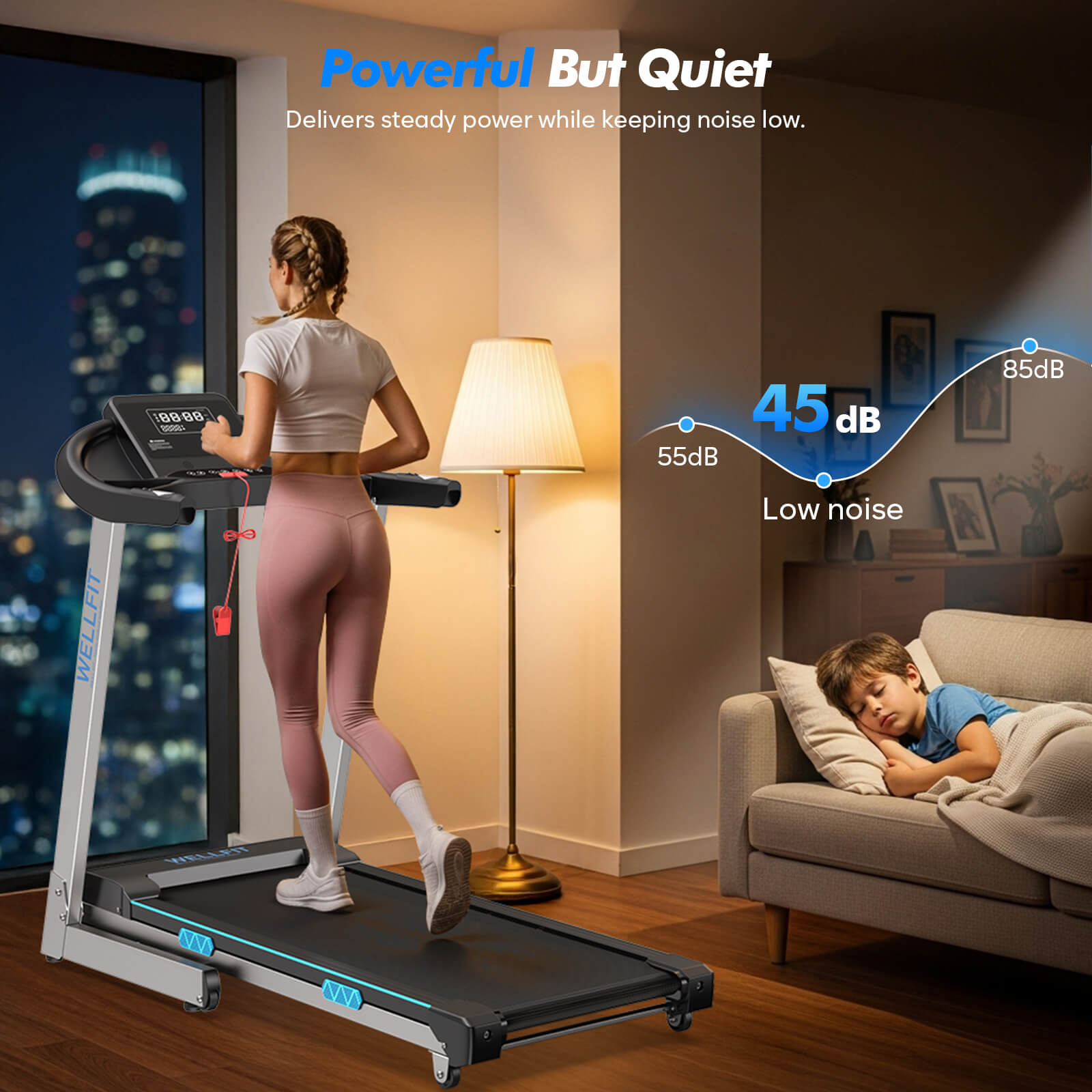 TM007 Foldable Auto 15% Incline Treadmill 200KG Capacity