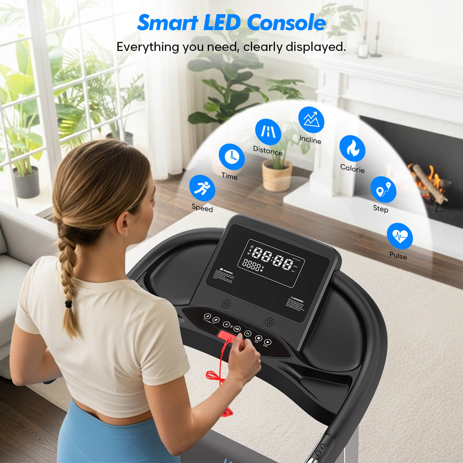 TM007 Foldable Auto 15% Incline Treadmill 200KG Capacity