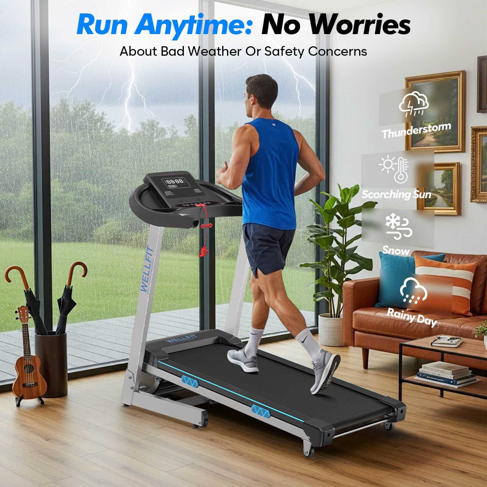 TM007 Foldable Auto 15% Incline Treadmill 200KG Capacity