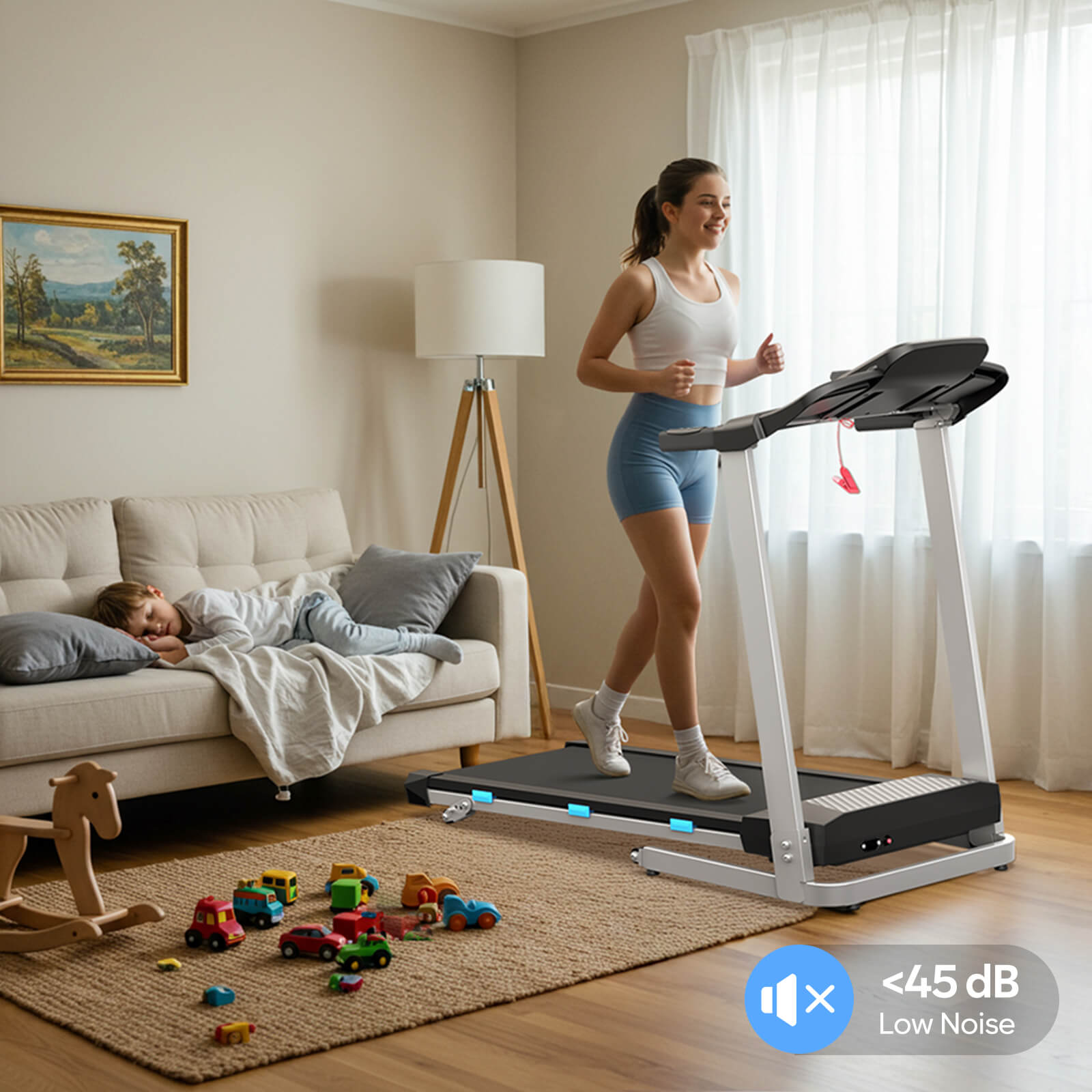 TM015 Klapp-Laufband mit Steigung und Haltegriffen – bis 160 kg belastbar