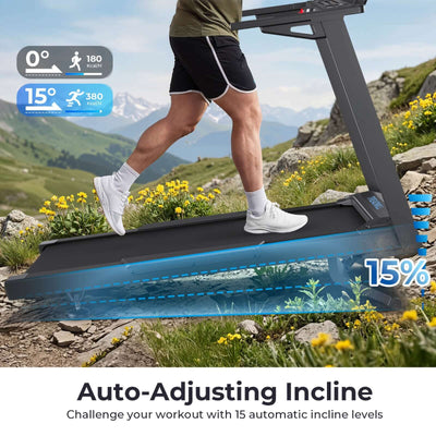 TM029 Heavy Duty Treadmill With 15% Auto Incline, 140×51cm Running Deck, 227kg Capacity
