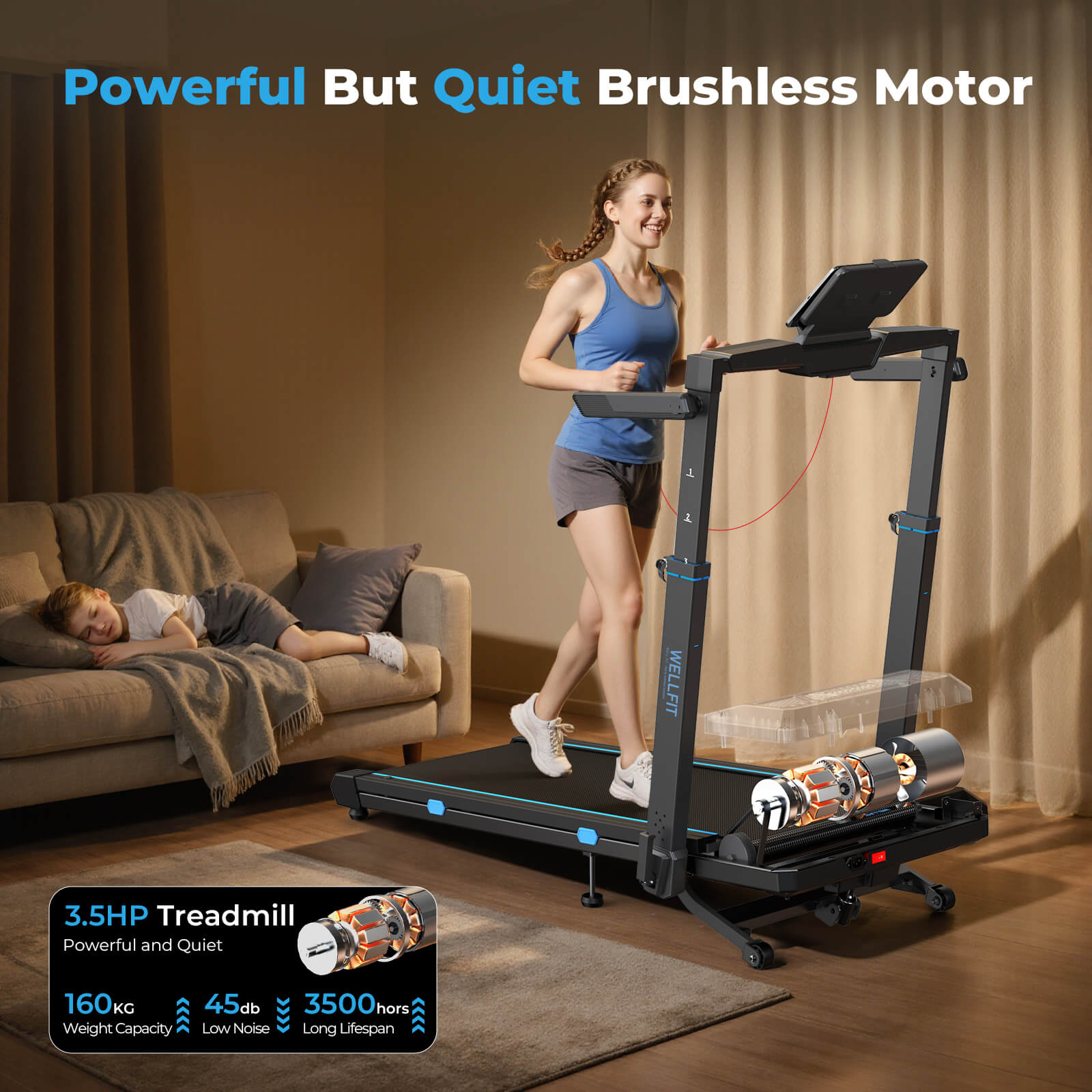 TM032 Height-Adjustable Treadmill with 10% Auto Incline