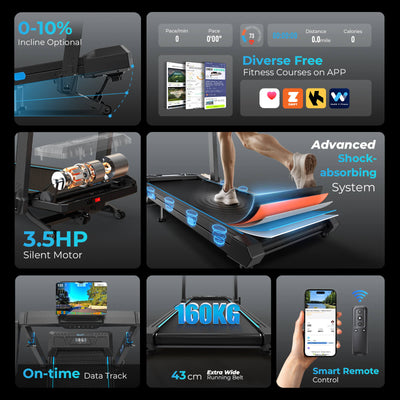TM032 Height-Adjustable Treadmill with 10% Auto Incline