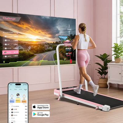 TM037 Pink Walking Pad Folding Treadmill With Incline