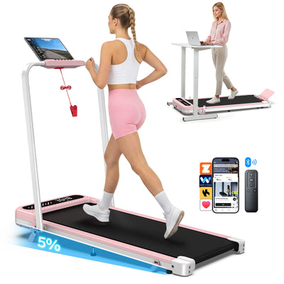 TM037 Pink Walking Pad Folding Treadmill With Incline
